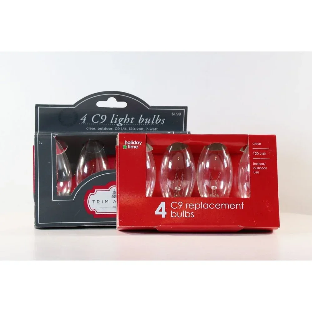 C9 Replacement Light Bulbs 2 Packs of 4 120v 7-Watt Christmas Lights 8 Bulbs NOS